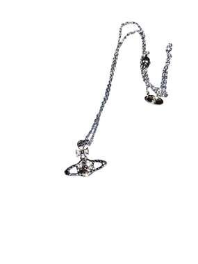 Vivienne Westwood Silver Tone Orb Pendant Necklace with Crystals